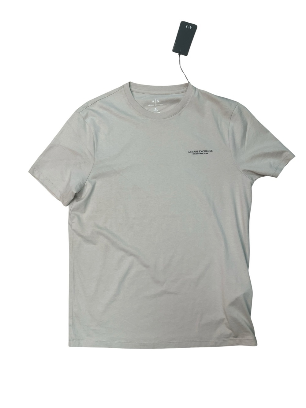 Armani Exchange Men's Light Grey Crewneck T-Shirt with Chest Logo